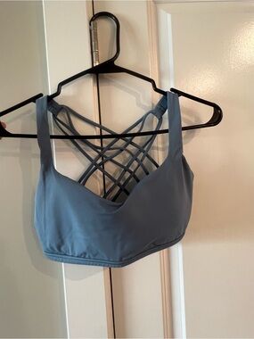 lululemon athletica Strappy Back Wireless Bra Top in Dusty Blue